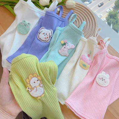 Camisoles extensibles brodées à motif de dessin animé pour enfants et filles